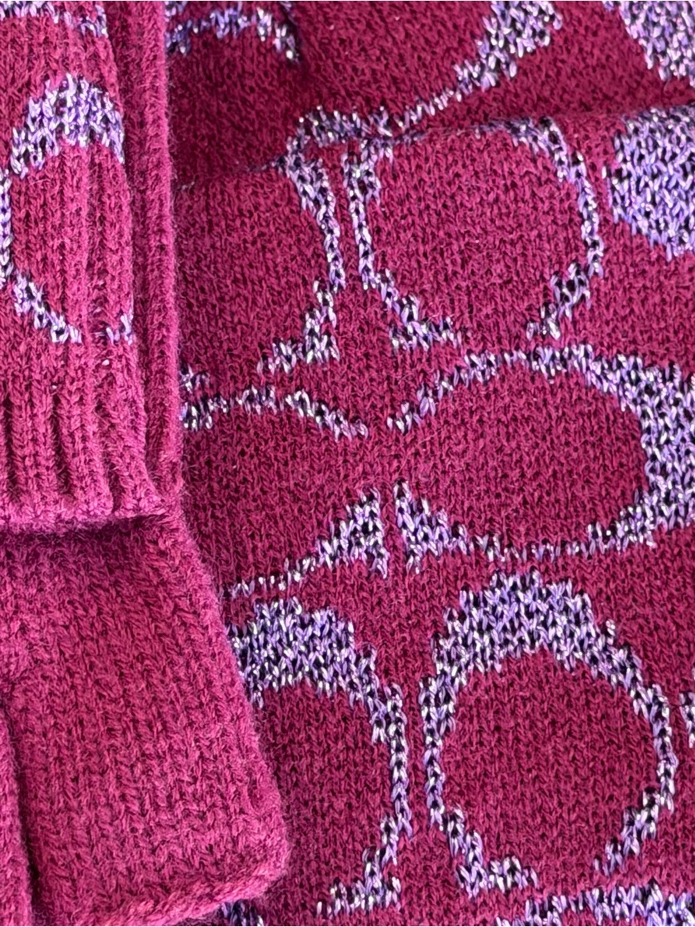 NWT - COACH Women's Deep Plum Metallic Signature C Beanie Hat & Gloves Set - Picture 4 of 8